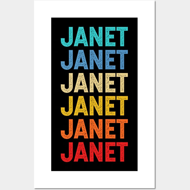 Janet Name Vintage Retro Custom Gift Named Janet Wall Art by CoolDesignsDz
